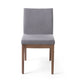 Jimi Dining Side Chair Set of 2 Dark Gray Linen Fabric Brown Legs BM324276