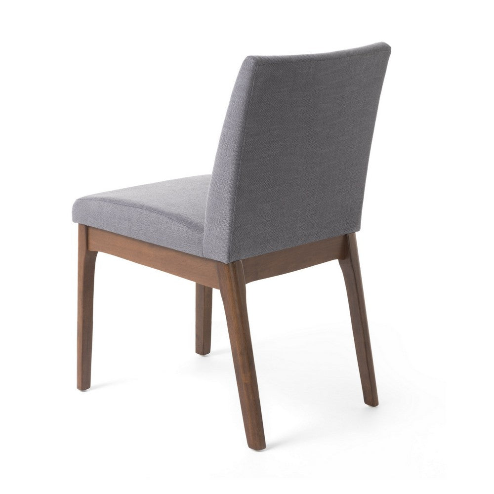 Jimi Dining Side Chair Set of 2, Dark Gray Linen Fabric, Brown Legs