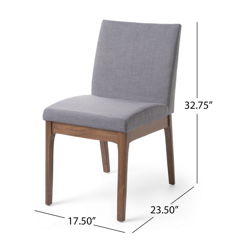 Jimi Dining Side Chair Set of 2, Dark Gray Linen Fabric, Brown Legs