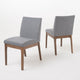 Jimi Dining Side Chair Set of 2, Dark Gray Linen Fabric, Brown Legs