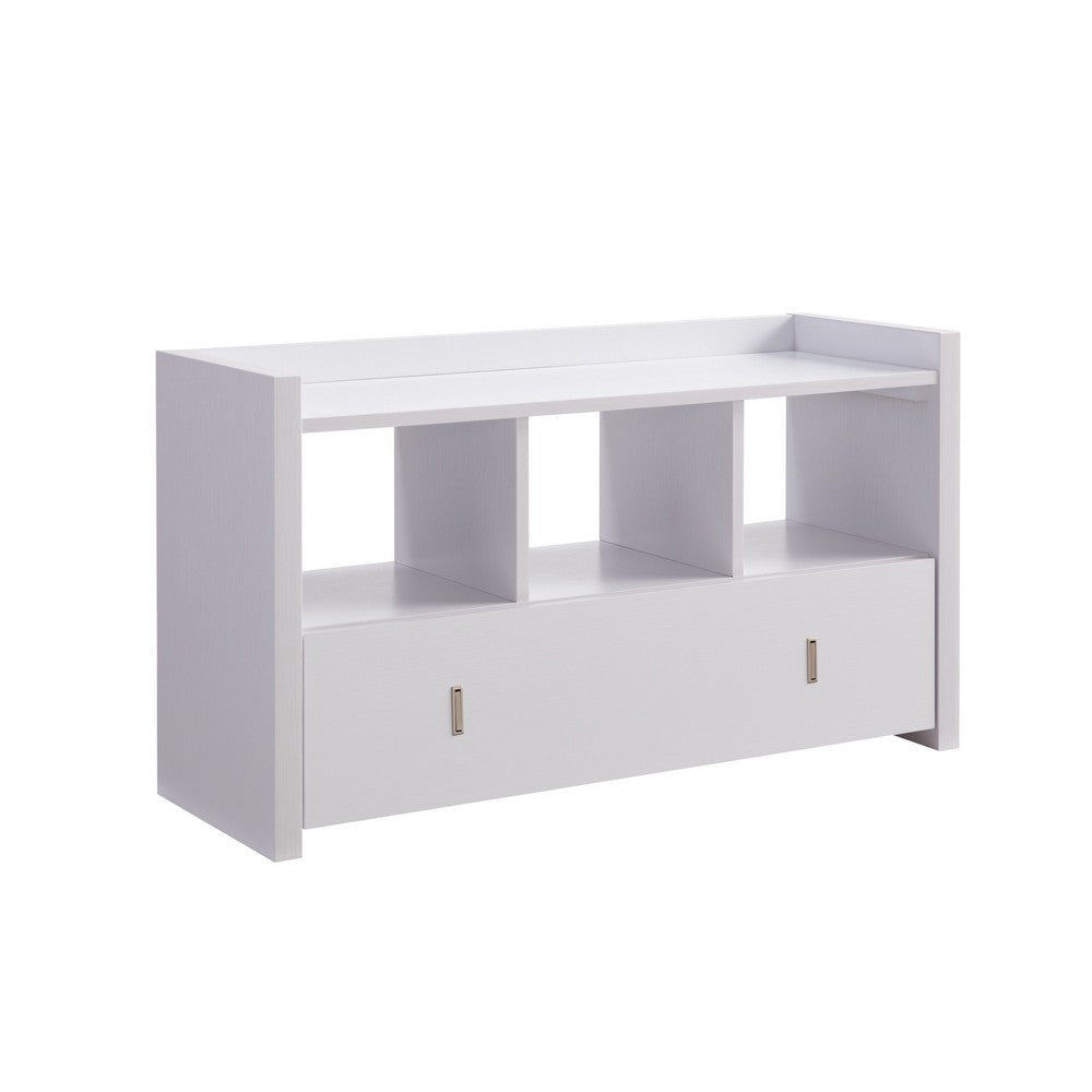 Beak Shoe Bench, 3 Open Shelves, 1 Drawer, 34" White Finish By Casagear Home