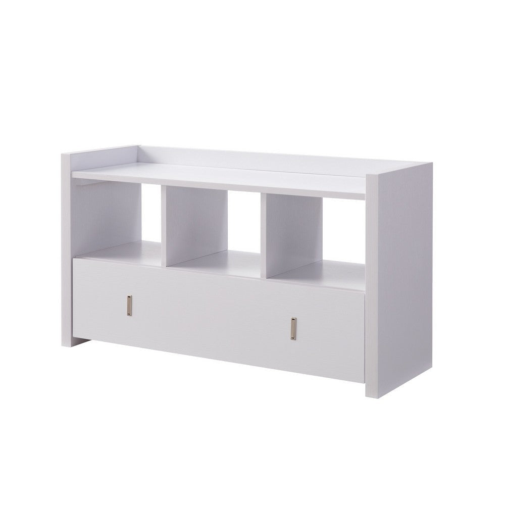 Beak Shoe Bench 3 Open Shelves 1 Drawer 34’’ White Finish By Casagear Home BM324279