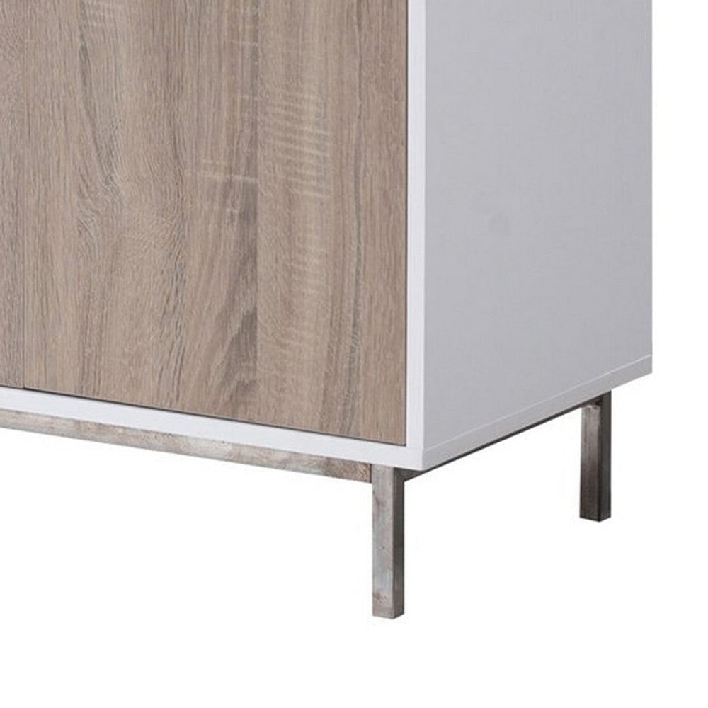 Wine Cabinet 2 Drawer Stemware Bottle Rack White Gray By Casagear Home BM324283