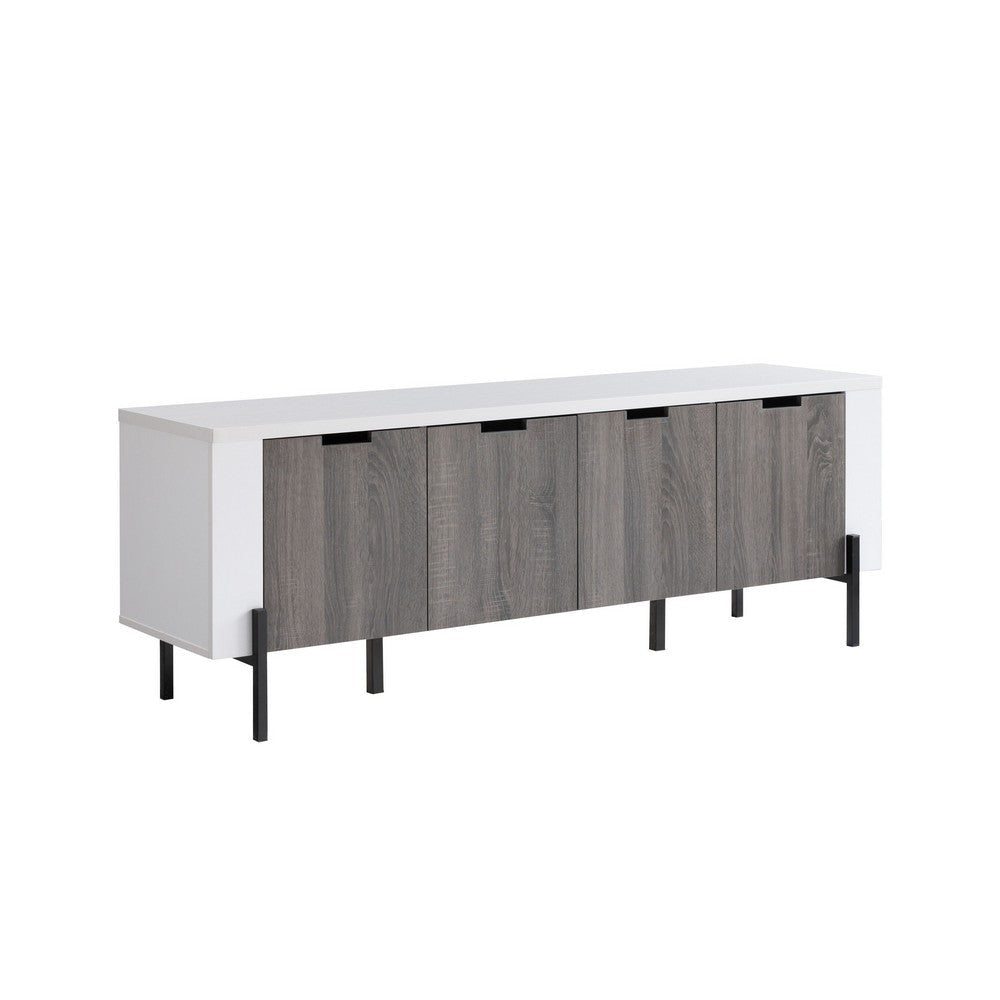 TV Media Entertainment Console, 3 Cabinets, 60" White By Casagear Home