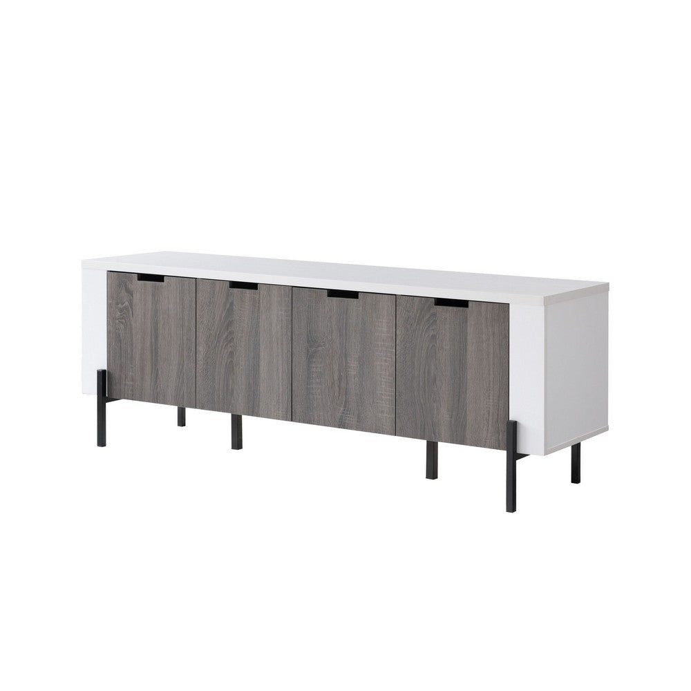 TV Media Entertainment Console 3 Cabinets 60’’ White By Casagear Home BM324284