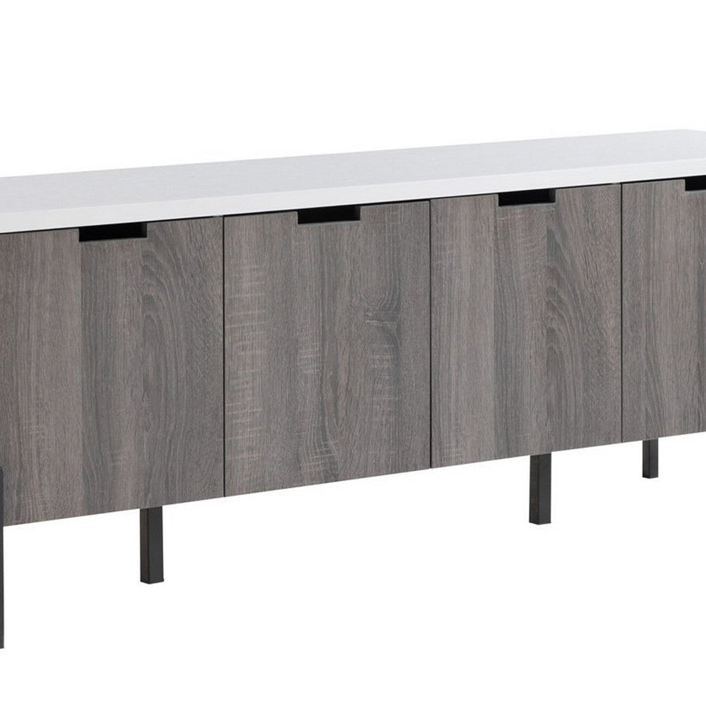 TV Media Entertainment Console 3 Cabinets 60’’ White By Casagear Home BM324284