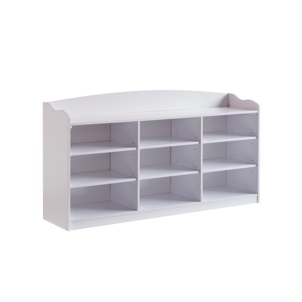 Hale Shoe Bench, 48" Top, 9 Open Compartments, White Finish By Casagear Home