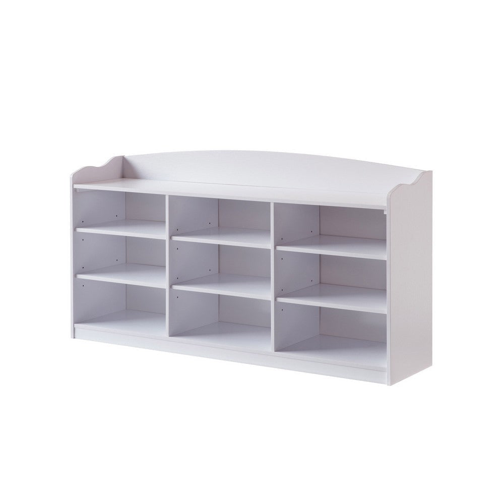 Hale Shoe Bench 48’’ Top 9 Open Compartments White Finish By Casagear Home