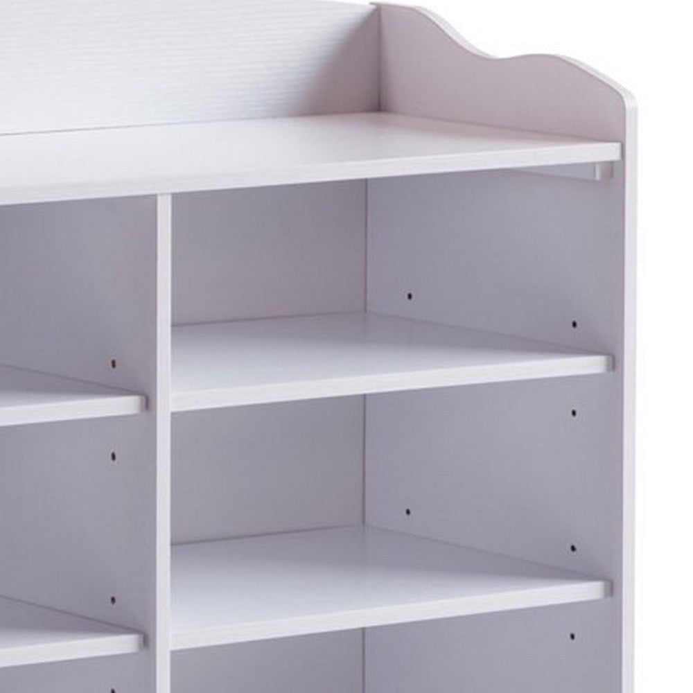 Hale Shoe Bench 48’’ Top 9 Open Compartments White Finish By Casagear Home