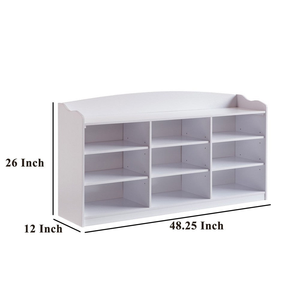 Hale Shoe Bench 48’’ Top 9 Open Compartments White Finish By Casagear Home