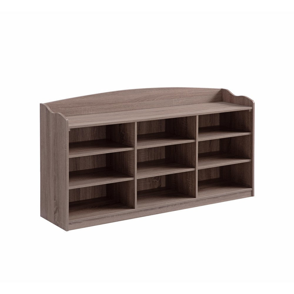 Hale Shoe Bench, 48" Top, 9 Open Compartments, Taupe Brown By Casagear Home