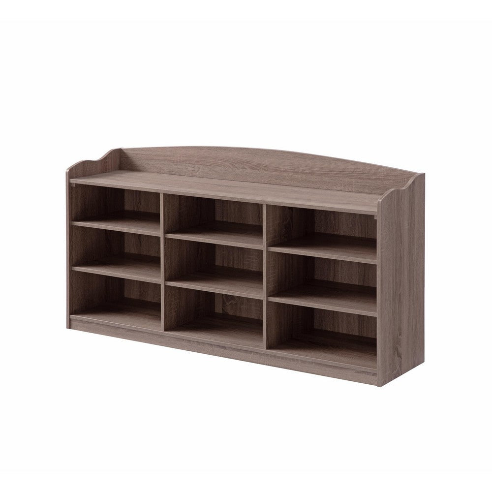 Hale Shoe Bench 48’’ Top 9 Open Compartments Taupe Brown By Casagear Home