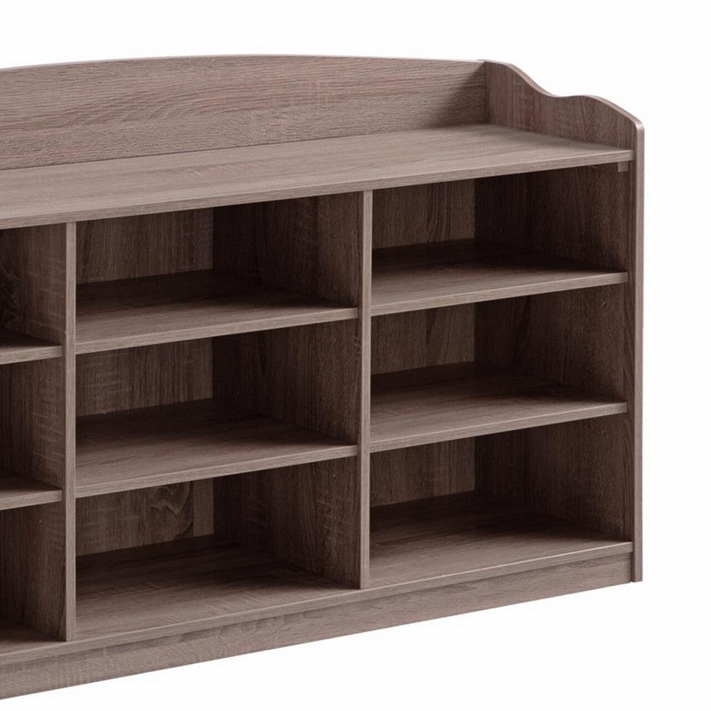 Hale Shoe Bench 48’’ Top 9 Open Compartments Taupe Brown By Casagear Home