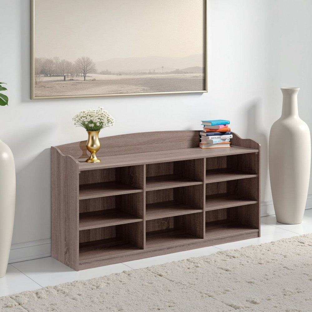 Hale Shoe Bench, 48" Top, 9 Open Compartments, Taupe Brown By Casagear Home