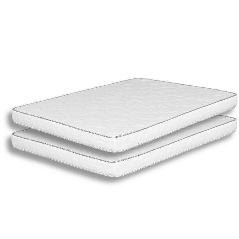 Sly 6 Inch Twin Size Mattress Set of 2, Medium Polyurethane Foam Core