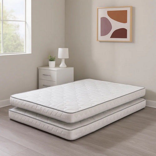 Sly 6 Inch Full Size Mattress Set of 2, Medium Polyurethane Foam Core
