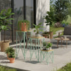 Mito 3pc Nesting Plant Stand Table, Brown Wood, X Cross Green Metal
