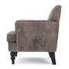 Lit Accent Chair with Gray Fabric Microfiber, Button Tufted Design