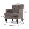 Lit Accent Chair with Gray Fabric Microfiber, Button Tufted Design
