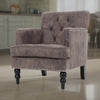 Lit Accent Chair with Gray Fabric Microfiber, Button Tufted Design