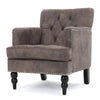 Lit Accent Chair with Gray Fabric Microfiber, Button Tufted Design