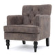 Lit Accent Chair with Gray Fabric Microfiber, Button Tufted Design