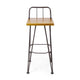 Rih Barstool Low Back Chair Set of 2, Black Metal, Brown Acacia Wood