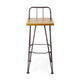 Rih Barstool Low Back Chair Set of 2 Black Metal Brown Acacia Wood BM324321