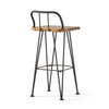 Rih Barstool Low Back Chair Set of 2, Black Metal, Brown Acacia Wood