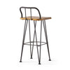 Rih Barstool Low Back Chair Set of 2 Black Metal Brown Acacia Wood BM324321