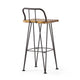 Rih Barstool Low Back Chair Set of 2 Black Metal Brown Acacia Wood BM324321