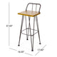 Rih Barstool Low Back Chair Set of 2, Black Metal, Brown Acacia Wood