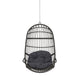 Fam Outdoor Hanging Lounge Chair Swing, Teardrop Design Gray Rattan
