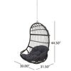 Fam Outdoor Hanging Lounge Chair Swing, Teardrop Design Gray Rattan