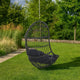 Fam Outdoor Hanging Lounge Chair Swing, Teardrop Design Gray Rattan