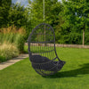 Fam Outdoor Hanging Lounge Chair Swing, Teardrop Design Gray Rattan