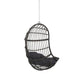 Fam Outdoor Hanging Lounge Chair Swing, Teardrop Design Gray Rattan