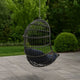 Fam Outdoor Hanging Lounge Chair Swing, Teardrop Design Gray Rattan