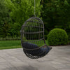 Fam Outdoor Hanging Lounge Chair Swing, Teardrop Design Gray Rattan