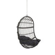 Fam Outdoor Hanging Lounge Chair Swing, Teardrop Design Gray Rattan