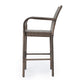 Drip Outdoor Barstool Chair Set of 2, Brown PE Rattan Woven and Iron
