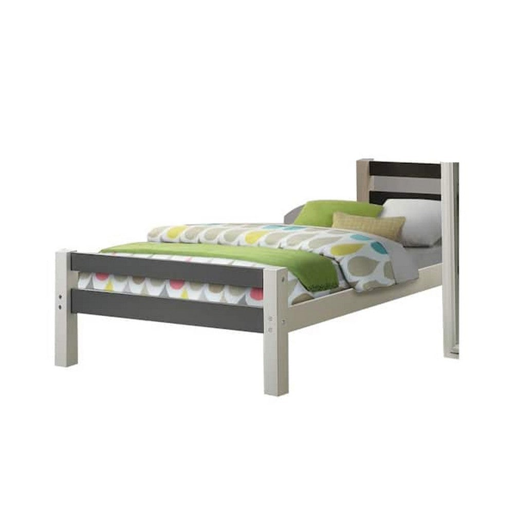 Robin Twin Size Bed Transitional Style White and Gray Wood Frame BM324325