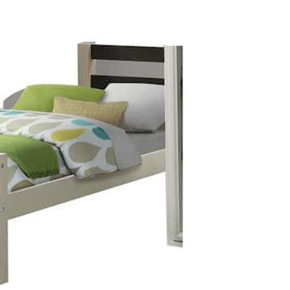 Robin Twin Size Bed Transitional Style White and Gray Wood Frame BM324325