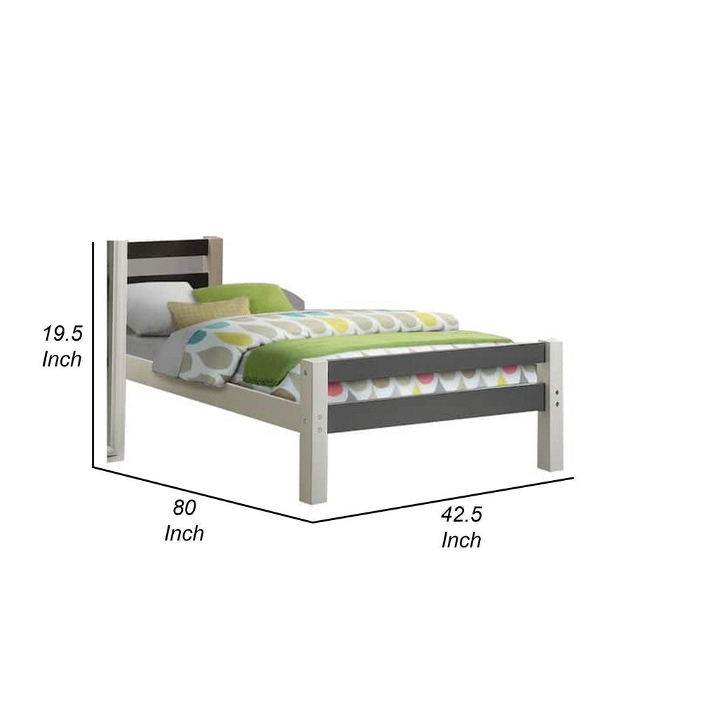 Robin Twin Size Bed Transitional Style White and Gray Wood Frame BM324325