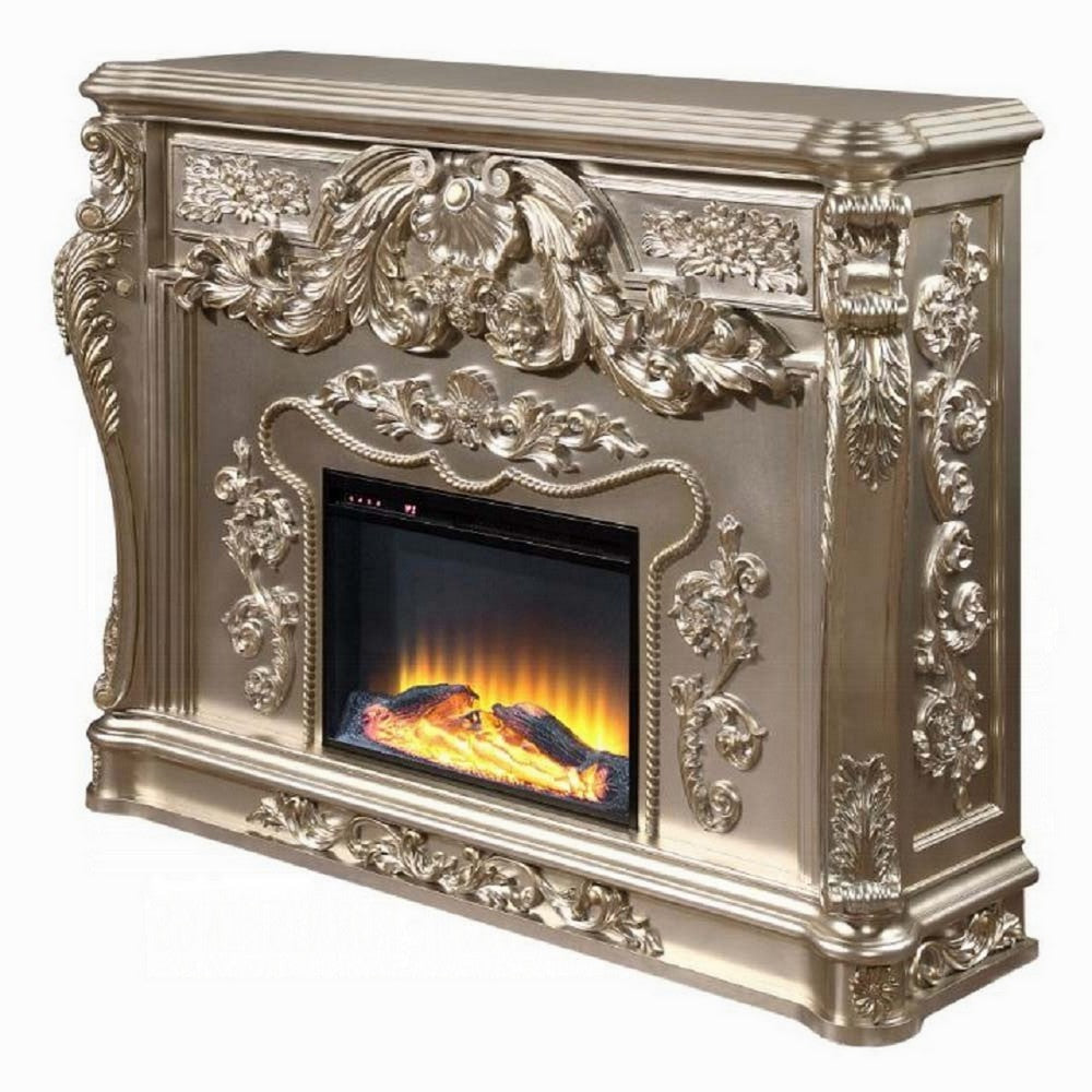 Esen LED Electric Fireplace Scrolled Classical Silver Wood Finish 66’’ BM324326