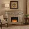 Esen LED Electric Fireplace, Scrolled Classical Silver Wood Finish 66"