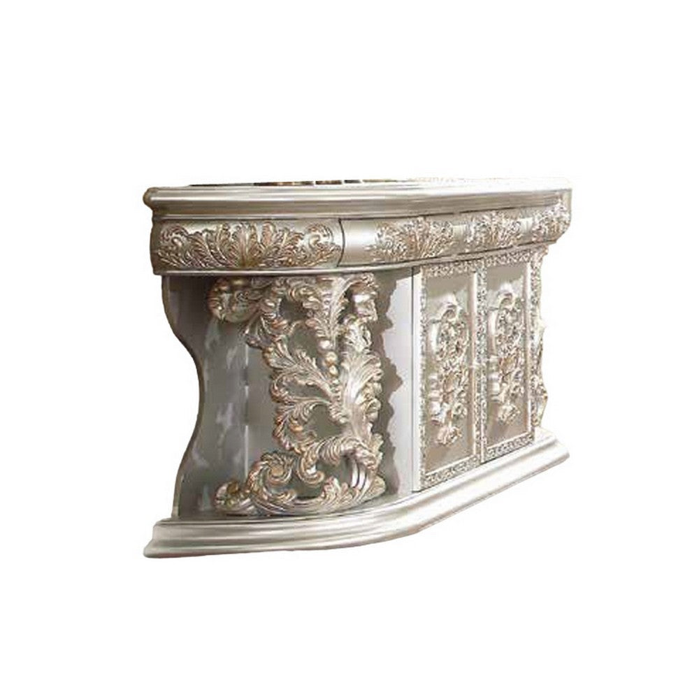 Dove Server Table, Drawers, Classical Champagne Gold Finish, 73"