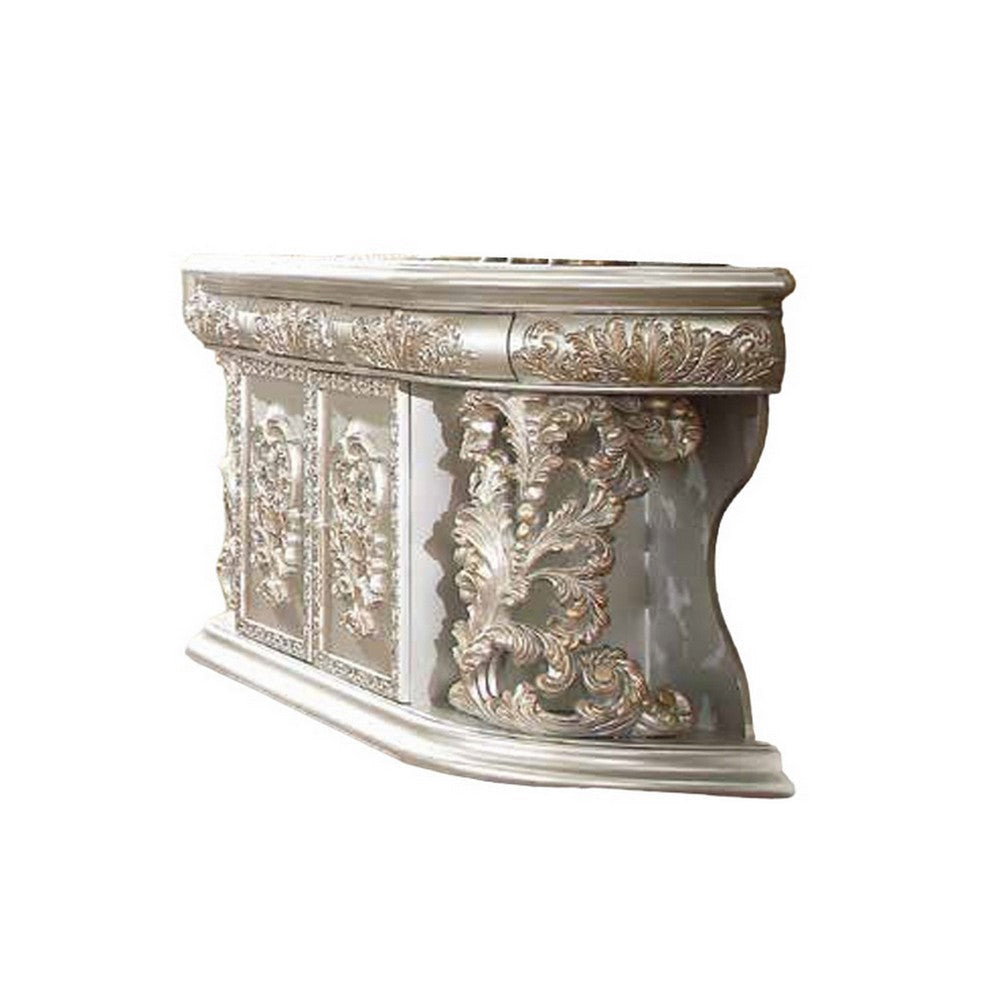 Dove Server Table Drawers Classical Champagne Gold Finish 73’’ BM324327