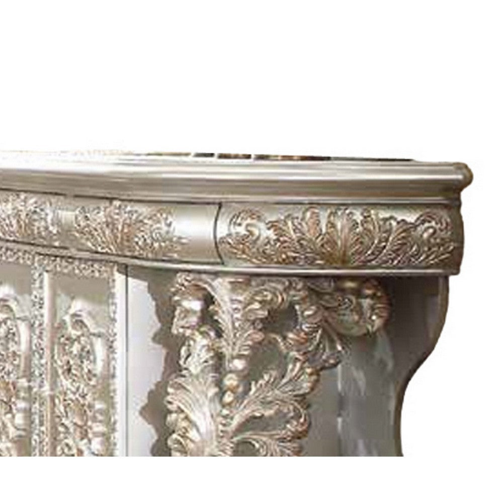 Dove Server Table Drawers Classical Champagne Gold Finish 73’’ BM324327