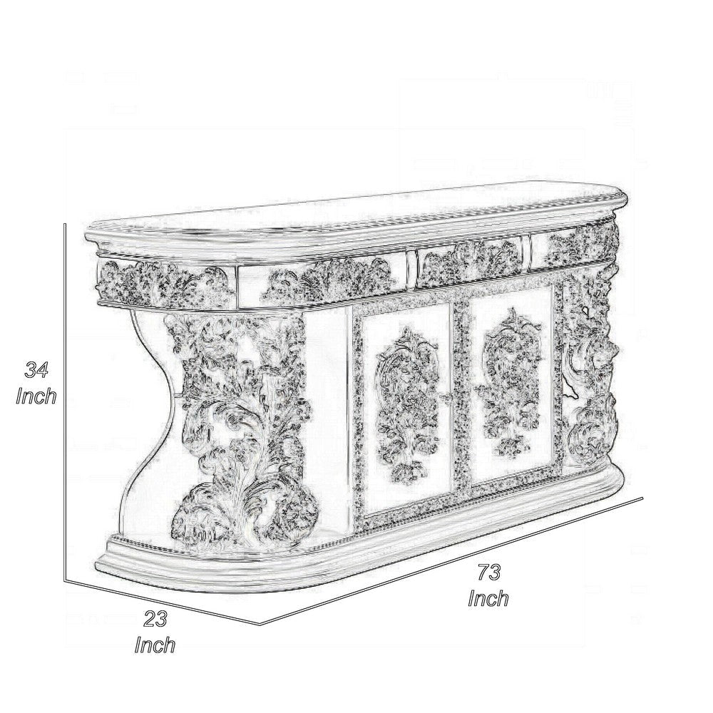 Dove Server Table Drawers Classical Champagne Gold Finish 73’’ BM324327